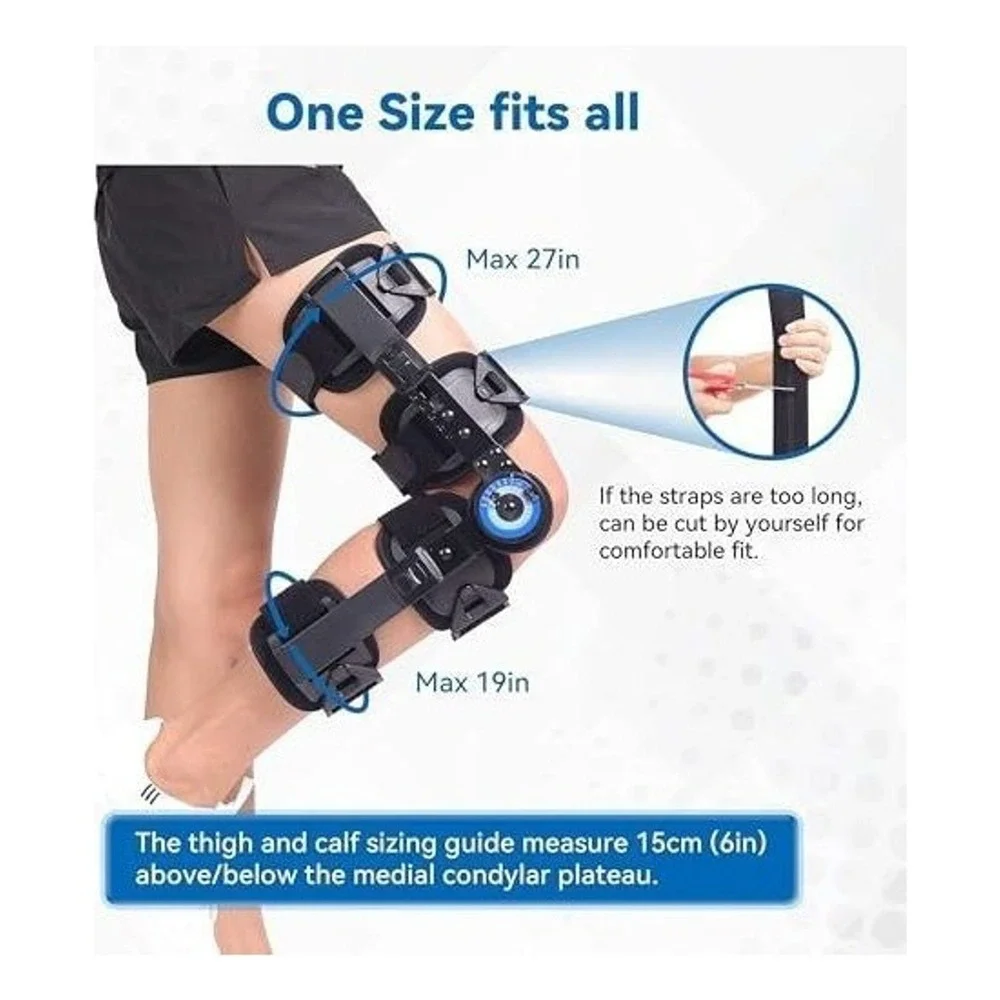 Orthomen ROM Hinged Knee Brace Adjustable Post Op Recovery ACL PCL MCL LCL